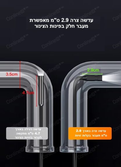 מצלמת נחש מסך 4.3 אינץ, עם עדשה כפולה צרה